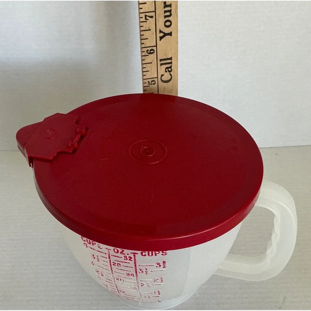 Tupperware Vintage Mix-N-Stor Measuring Pitcher 8 Cup 2 Quart Red Lid 1288-2